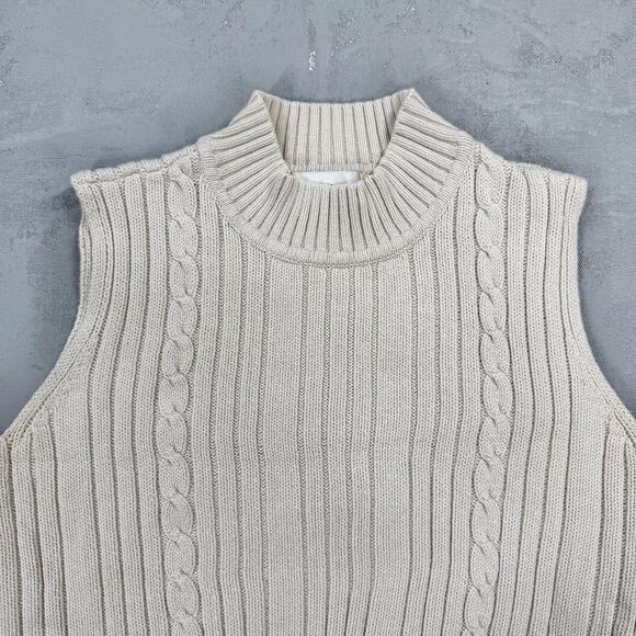 Vintage Casual Corners Cotton Knit Mock Neck Sweater Vest Women's Large - Picture 2 of 4